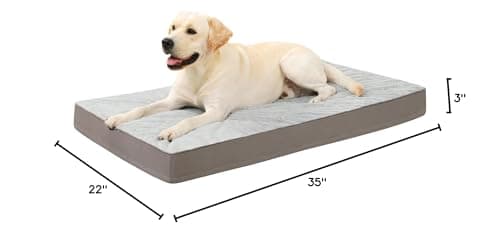 KSIIA Orthopedic Dog Bed Dog Crate Bed Waterproof for Large Dogs Deluxe Plush Washable Pet Mat with Egg Crate Foam & Removable Cover, 35 x 22 Inch, Gray 8