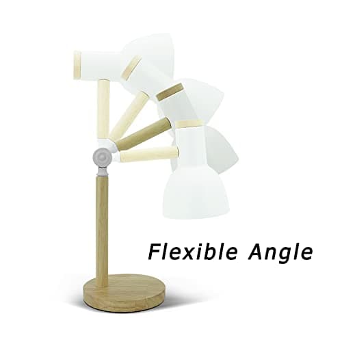 BIFULDYO LED White Desk Lamps for Home Office, 3-Color Dimmable White Table Lamp for Bedroom, Wood Desk Lights for Dorm Roomb, Desktop Lighting, Tabletop 3