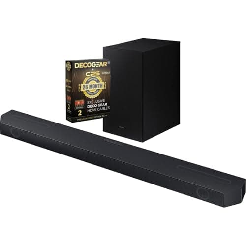 Samsung HW-Q600C 3.1.2ch Soundbar and Subwoofer with Dolby Audio Bundle with Deco Gear 4K HDMI 2.0 Cable w/Pure Copper Conductors x2 & CPS Exclusive 26 Month Protection Pack Bundle (BEACH-CPS-26500)