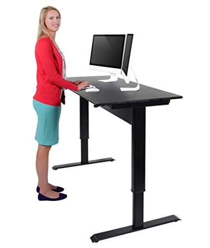 S STAND UP DESK STORE Pneumatic Adjustable Height Standing Desk Computer Workstation (Black Frame/Matte Black Top, 48in Wide 5