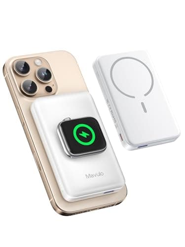 Mavulo 2 in 1 Wireless Portable Charger for iPhone and Apple Watch 12000mAh Magnetic Power Bank 20W USB C Fast Charging for iPhone 16 15 14 13 12 Series Travel Charger for iWatch S10/ Ultra 2/SE