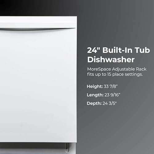 Kenmore 24" Built-In Dishwasher - Quiet Tub with TurboDry, Leak, & SmartWash Soil Detection - 15 Place Settings - 49 DBA - ENERGY STAR Certified - White 2