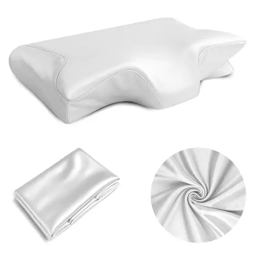 SAHEYER Satin Pillowcase for Cervical Pillow, Neck Pillow Cover with Zipper, Smooth & Soft Pillowcase for Sleeping Shoulder Relief Grey