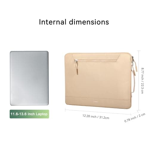 LANDICI 360°Protective Laptop Sleeve for 13-13.6 inch MacBook Air M3/A3113, M2/A2681 M1/A2337, MacBook Pro M2 M1/A2338 2025-2016, Waterproof Laptop Carrying Case for 12.9-inch iPad Pro, Apricot 5