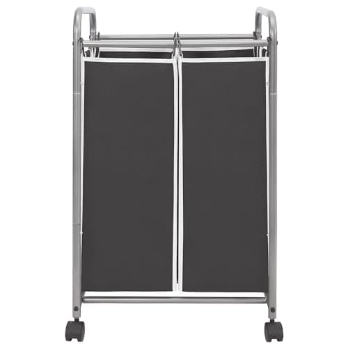 STO STO Laundry Sorter 2 Section, 2 Bag Laundry Hamper, Rolling Laundry Cart, Laundry Basket with Heavy Duty Lockable Wheels and Removable Bag for Clothes Storage, Black