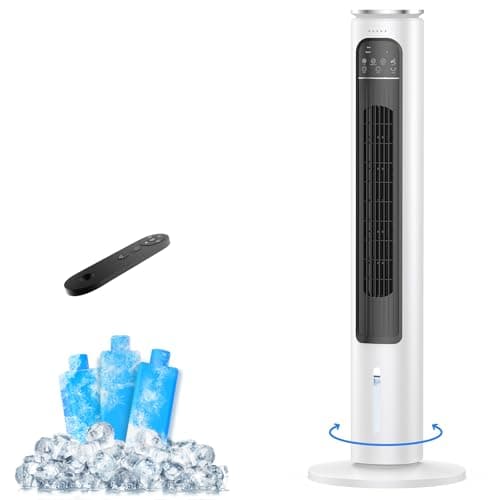 Windowless Portable AC, 37.53’’ 3-IN-1 Portable Evaporative Air Cooler w/Remote, 12H Smart Timer, 70° Oscillation, 2.5L Removable Water Tank & 3 Ice Boxes, Quiet Cooling Tower Fan For Home Office