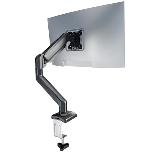 Single Monitor Arm Desk Mount，Gas Spring Monitors Arm for 17-32 inch Screens,Adjustable Computer Monitors Stand up to 4.4 to 19.8 lbs,Vesa Mount with Clamp and Grommet Base, VESA 75 & 100mm
