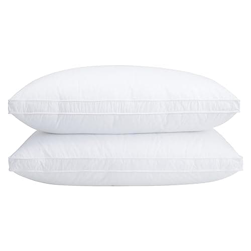 Vendare Set of 2 Standard Size Down Pillows - Goose Feather & Down Blend Pillows 440 Fill Power, 100% Cotton Cover, Hypoallergenic, Medium Support