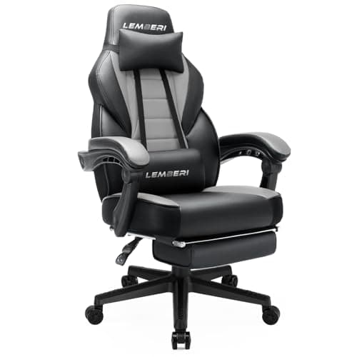 LEMBERI Gaming Chairs with Footrest,Ergonomic Video Game Chairs for Adults,Big and Tall Chair 400lb Weight Capacity, Racing Style Computer Gamer Chair with Headrest and Lumbar Support 8