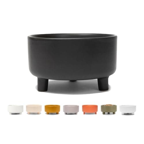 Waggo Uplift Ceramic Dog Bowl for Small Medium and Large Breeds - Heavyweight and Durable Pet Food and Water Dish Crock, Dishwasher Safe, Modern, Elevated Feeder (Black, Large)