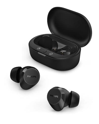Philips TAT1219 True Wireless Bluetooth Earbuds - 18 Hours Play Time, Dynamic Bass, Clear Calls, IPX4 Water Resistant, Black
