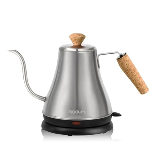 Bodum 27oz Melior Gooseneck Electric Water Kettle, Pour Over Coffee & Tea, Brushed Stainless Steel