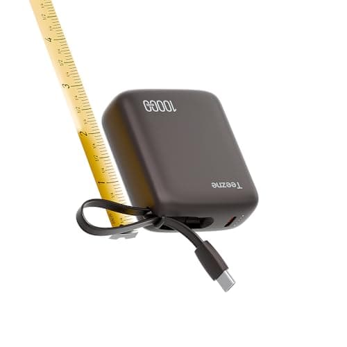 Teezne Smallest 22.5W 10000mAh Portable Charger with Built-in USB C Cable Ultra-Compact Battery Pack Android Phones