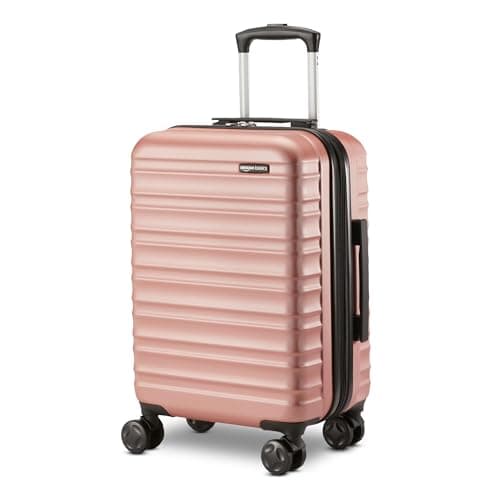 Amazon Basics 21" Hardside Carry-On Luggage with Multi-directional Wheels, Expandable for Up to 25% More Space, Scratch-Resistant Surface, Rose Gold
