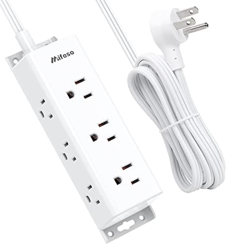 Surge Protector Power Strip - 9 Widely Spaced Multi Outlets, Wall Mount, 3 Side Outlet Extender with Extension Cord, Flat Plug, Overload Protection, Home Office Dorm Room Essentials (5FT, White)