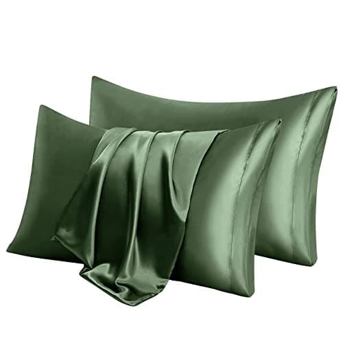 Aormenzy Satin Pillow Cases for Women Queen Size Set of 2, Woodland Green Satin Pillowcase for Hair with Envelope Closure Silky Pillow Covers Wrinkle, Fade Resistant (20x30 Inches) 6