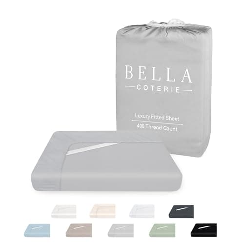 Bella Coterie Luxury Bamboo Viscose Queen Size Fitted Sheet | 100% Organically Grown | Ultra Soft | Cooling for Hot Sleepers | 18" Deep Pocket [Grey Mist]