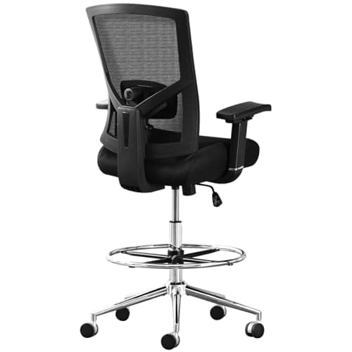 500 lbs Drafting Chair Tall Office Chair for Standing Desk, Extra Wide 21 inch Cushion, Ergonomic Heavy Duty Office Drafting Chair with Adjustable Lumbar Support, Pressure Locking Casters, 4D Arms