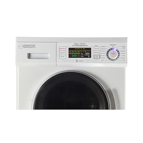 Equator 24 inch Compact New Version All-in-One Combo Washer-Dryer, Vented or Ventless, 1200 RPM, Auto Water, Auto Dry, Winterize, Quiet, Fully Digital in White 2019 Model 8