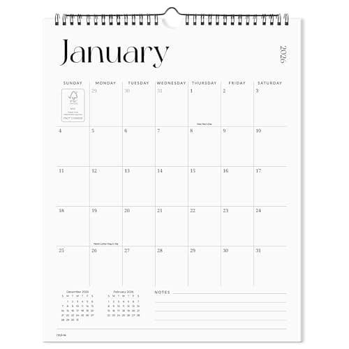 Cabbrix Wall Calendar 2026, 18 Months Wall Calendar Covering January 2026 to June 2027, 15" x 12", Twin-Wire Binding, Hanging Calendar for Home Office School, Simplified