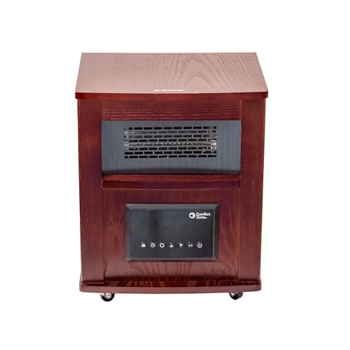 Comfort Zone Wood Cabinet Space Heater with Remote, 16 inch, Adjustable Thermostat, Digital Display, Overheat Protection, Electric, Infrared Quartz, Ideal for Home, Bedroom, & Office, 1,500W, CZ2032C 2