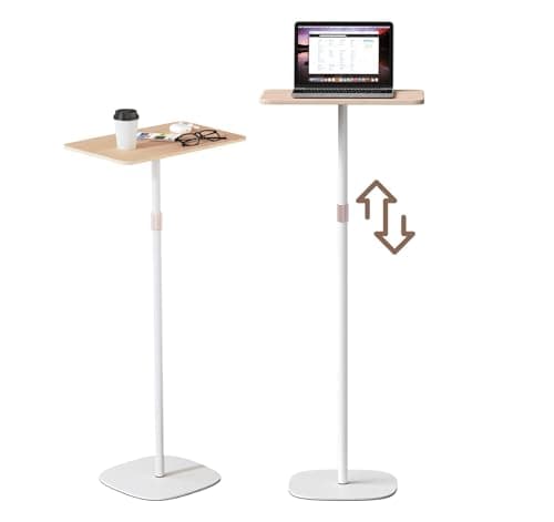 tonchean Adjustable Laptop Standing Desk 18.5"-47.2", Portable Floor Podium Stand & Laptop Floor Stand for Bedside, Small Standing Desk for Home Office, Tall Side Table for Small Spaces