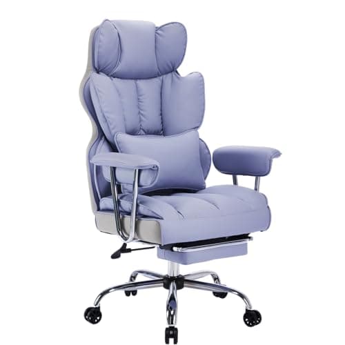 Efomao Big and Tall Office Chair 440LBS, Purple Heavy Duty Executive Chair with Footrest, Ergonomic Desk Chair for Home Office, Wide Computer Chair 7