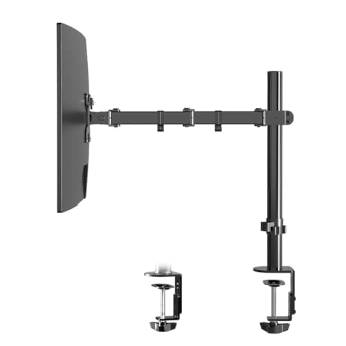 Pholiten Single Monitor Arm Desk Mount, Holds Screens up to 32 inch,Holds Up to 22lbs,Fully Adjustable Stand with C-Clamp and Grommet Base,100x100 Vesa Monitor Stand