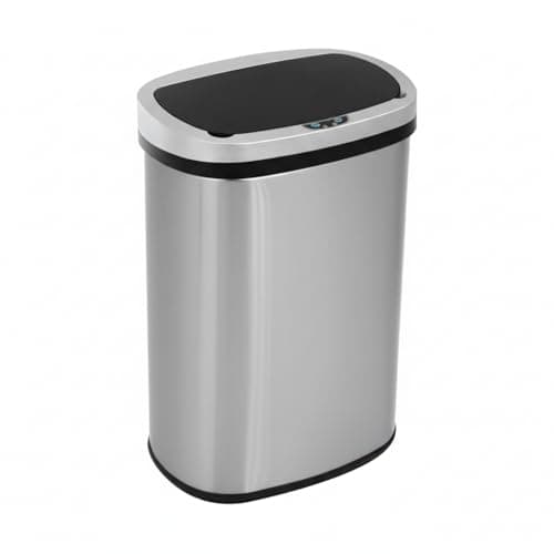 Bigacc 13 Gallon(50 L) Kitchen Trash Can with Touch-Free & Motion Sensor, Automatic Stainless-Steel Garbage Can, Anti-Fingerprint Mute Designed Trash Bin Brushed Stainless Steel