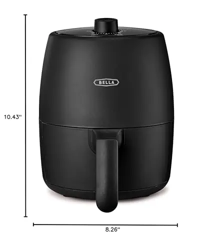 bella 2 qt Manual Air Fryer Oven and 5-in-1 Multicooker with Removable Nonstick and Dishwasher Safe Crisping Tray and Basket, 1200 Watt Heating System, Matte Black 8