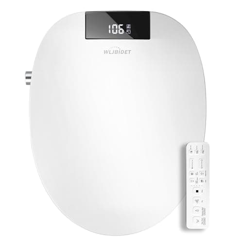 WLJBIDET Bidet Toilet Seat with Remote Control, Electronic Heated Bidet Seat with Adjustable Warm Water and Pressure, Warm Air Drying, Display Screen, Night Light, Slow Closed Toilet Lid, Round