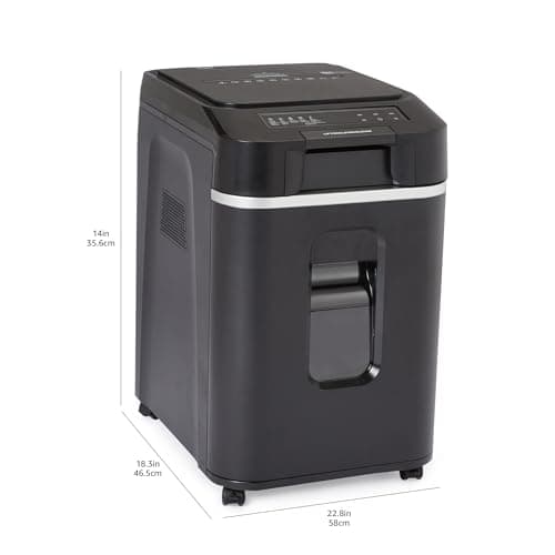 Amazon Basics 200-Sheet Auto Feed Cross-Cut Paper Shredder, High Security P-4, Anti-Jam, 8.5 Gallon Pullout Bin, Black 5