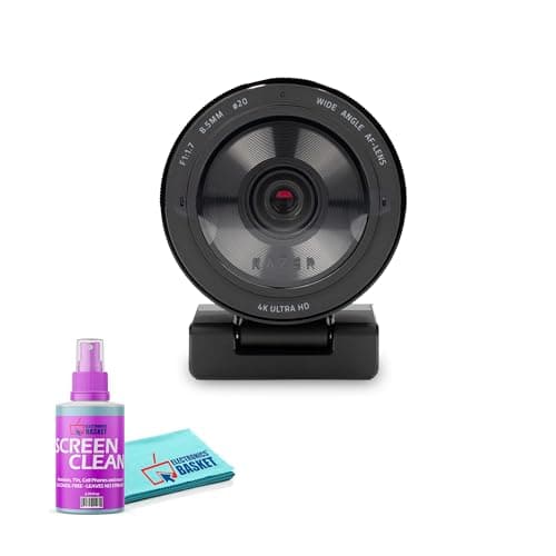 Razer Kiyo Pro Ultra 4K Webcam: Large Sensor - Auto Light Correction - Built-in Mic and Shutter, Pro Grade Content Creation, Streaming, Gaming Bundle with Cleaning Kit