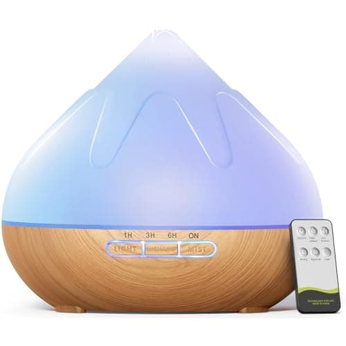 Dynooper Essential Oil Diffuser for Home: 500ML Aroma Diffuser for Hotel Office Yoga Room - Humidifier with 14 Colors LED Night Light for Kids/Women Home Relaxation,Brown