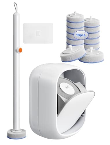 LFBEAR Disposable Toilet Cleaning System - Toilet Wand Kit with 18 High-Performance Refills, Wall Mounted Brush and Holder for Deep Cleaning Bathroom (Brush + 18 Refills)