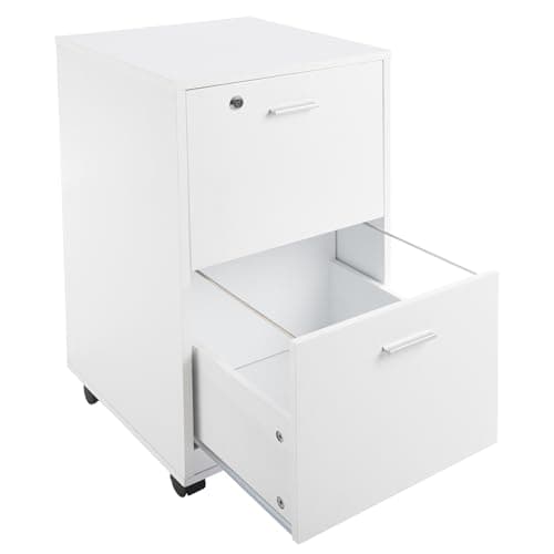File Cabinet - 2-Drawer Cabinet with Lock and Deep Drawer Storage - Rolling Filing Cabinet for Under The Desk, Home, or Office by Lavish Home (White) 7