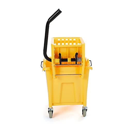 Amazon Basics Commercial Side Press Wringer Floor Cleaning Mop Bucket on Wheels, 35-Quart, Yellow 3