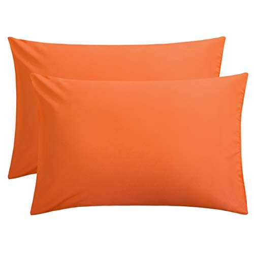 FLXXIE Pillow Cases Queen, Soft Microfiber Pillow Covers with Envelope Closure, Wrinkle Resistant Pillowcases, 2 Piece Set, 20x30, Orange