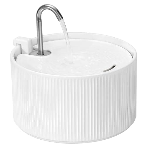 Upgrade Ceramic Cat Water Fountain, 2.2L/78oz Ceramic Cat Fountain, Automatic Ceramic Water Fountain for Cats, Pet Water Fountain with Ultra-Quiet Pump (White) 9