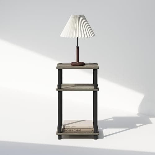 Furinno JUST Night Stand, 3-Tier Turn-N-Tube Nightstand, Toolless Bedside Table, End Table, Side Table with Open Storage for Bedroom, Living Room, Bathroom, French Oak 5