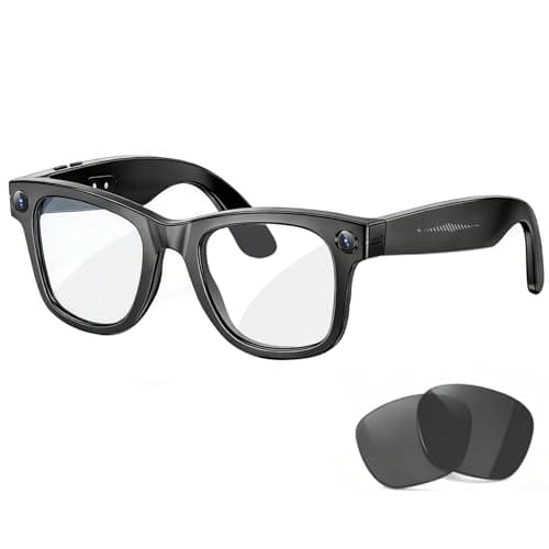 loangyunfone AI Smart Glasses with Camera, 8MP HD Camera Glasses, 1080P Audio -Video Recording Bluetooth Glasses, Voice Assistant, Real-Time Translation Black