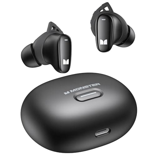Monster N-Lite 206 Wireless Earbuds Bluetooth 5.4 in Ear Headphones, Bluetooth Ear Buds Built-in Microphone, Touch Control, Comfortable Fit, USB-C Fast Charging, IPX6 Waterproof, 25H Playtime, Black