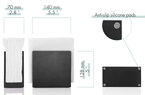 Napkin Holder For Table - Wooden Farmhouse Napkin Holders, Black Simple Upright Vertical Dining Table Cocktail Napkins Dispenser, Kitchen Rustic Natural Walnut Wood For Paper Napkins 4