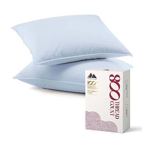 Mayfair Linen Pillow Cases Queen Size Set of 2-800 Thread Count 100% Egyptian Cotton Pillow Cases Standard Size, Silky Soft, Sateen Weave Luxury Hotel Bed Pillow Covers for Sleeping - Light Blue 6