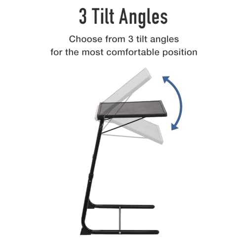 Japard Folding TV Tray Table, Small Bedside Sofa Dinner Table with Cup Holder, Adjustable 6 Height & 3 Tilt Angle (TV Tray White) 5
