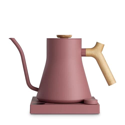 Fellow Stagg EKG Pro Electric Gooseneck Kettle - Pour-Over Coffee and Tea Pot, Stainless Steel, Quick Heating, Desert Rose with Maple Wood Handle, 0.9 Liter