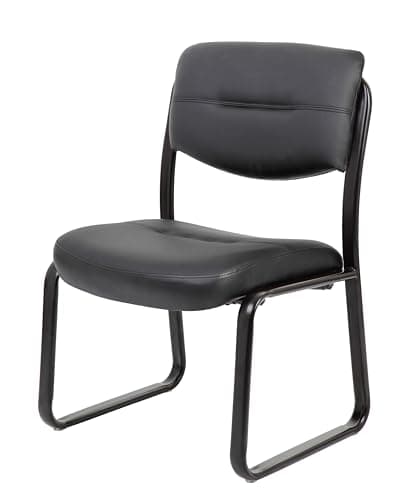 Boss Office Products B9539 Leather Sled Base Side Chair in Black, 250 5