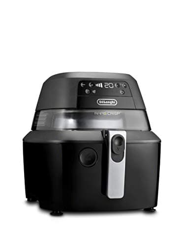 De'Longhi Rapid Crisp Air Fryer, 5-Quart, 1700-Watt XL Cooker, Fries, Crisps, Roasts, Bakes, 5 Preset Functions, Pizza Setting, Up to 20% Faster Cooking, Easy Clean Nonstick, 360° Viewing, Black