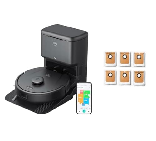eufy L60 Robot Vacuum with Self Empty Station, Hair Detangling Technology, Up to 60 Days Hands Free Cleaning, 5,000 Pa Suction +6 Pack Dust Bag