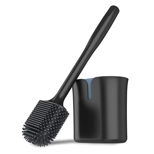 MR.SIGA Toilet Brush and Holder, Wall Mounted Toilet Brush for Bathroom Cleaning, Compact Toilet Brush with Holder Set, Black, 1 Pack